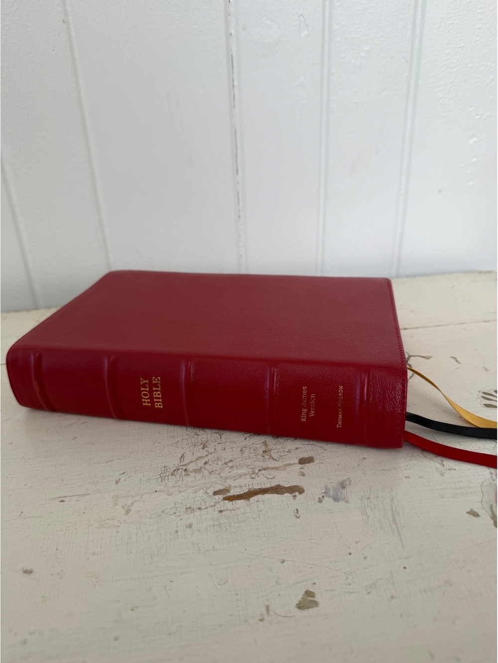 KJV Bible Large Print Red Goatskin Leather,Premier Collection Thumb Indexed: KJV